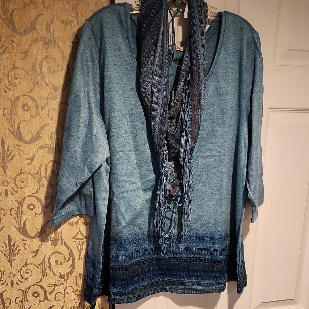 4/$20 One World Blue Women's Sweater with Scarf